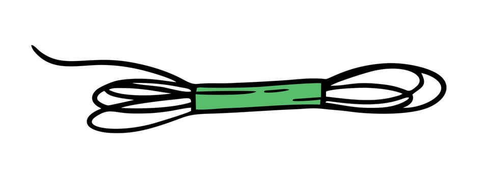 Floss threads doodle Hand made needlework Vector illustration on white background