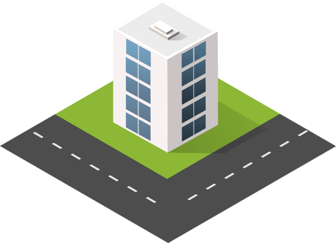 Urban isometric icons for the web with houses and streets png