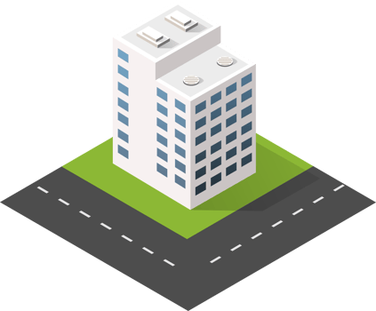 Urban isometric icons for the web with houses and streets png