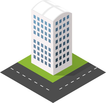 Urban isometric icons for the web with houses and streets png