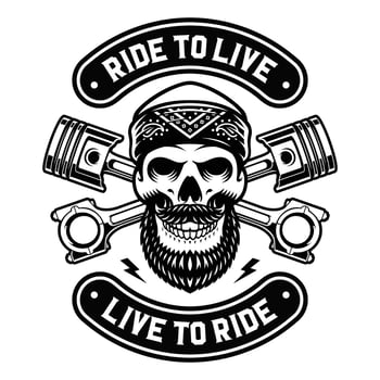 Vector Biker Skull in Bandana