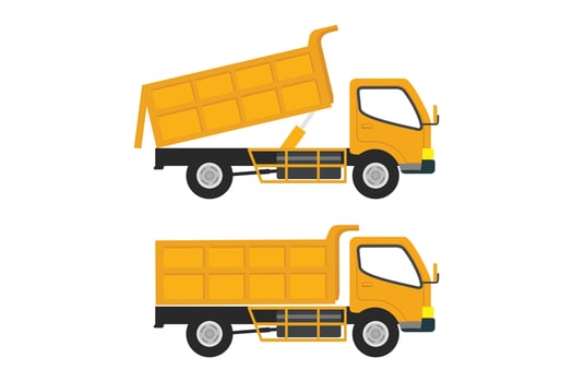 Yellow vector Dump truck isolated on a white background