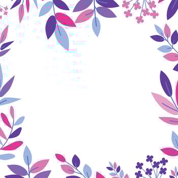 colorful cute botanica leaf frame on white background vector