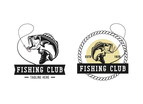 Fishing club emblem logo design. vector