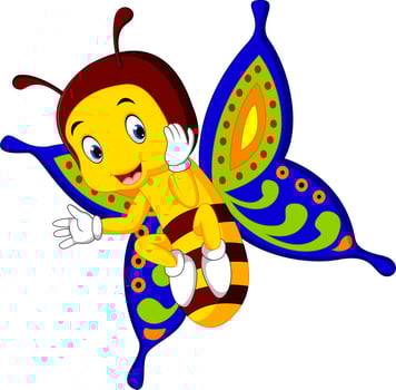 Cute butterfly cartoon vector