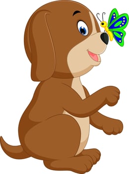 Cute dog cartoon vector