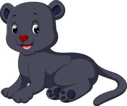 Cute black panther cartoon vector