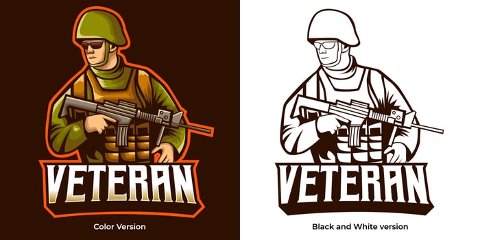veteran soldier esport logo mascot design vector