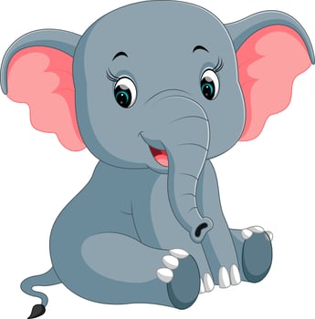 cute elephant cartoon vector