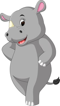 cute rhino cartoon vector