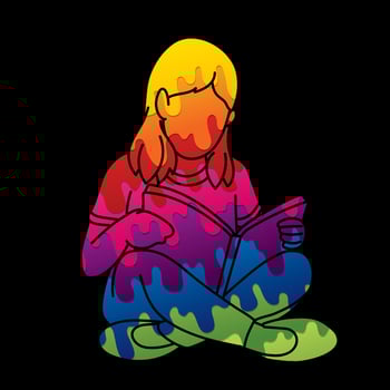 A Girl Reading A Book vector