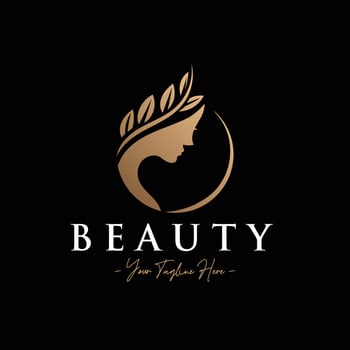 Beauty woman silhouette simple natural circle gold logo template vector