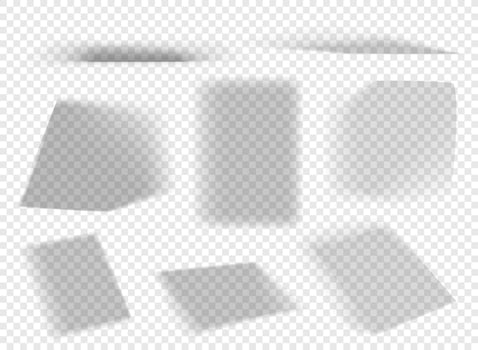 Realistic Shadows set on transparent background. Shadow overlay vector mesh design