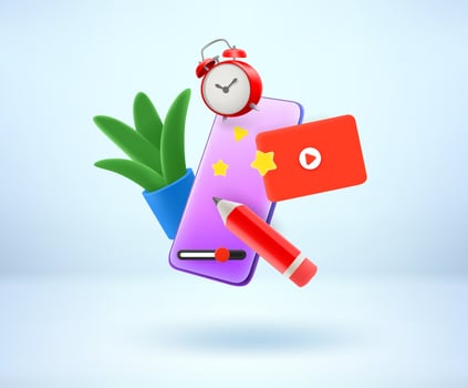 Accessories of digital artist. 3d vector illustration