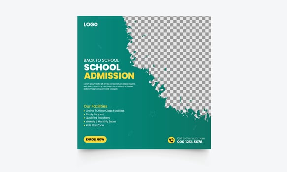 School admission social media post template vector