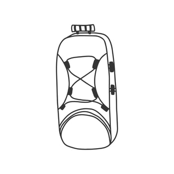 Hiking backpack vector icon for camping, travel, scout. Vector clipart isolated on a white background.