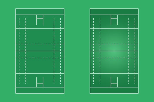 Rugby court flat design, Rugger field graphic illustration, Vector of rugby court and layout.