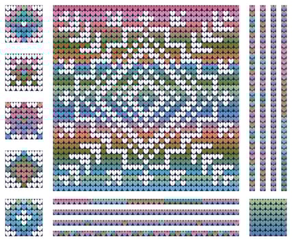 Christmas winter knitting pattern with Nordic Flower, gradient colors vector