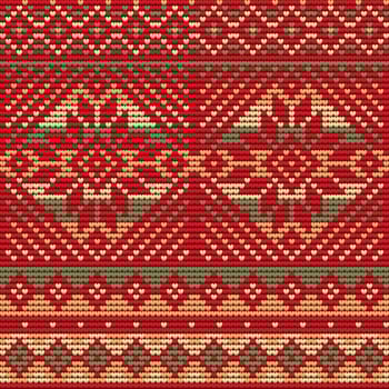 Seamless Pattern of Christmas Ugly Sweater, red background vector