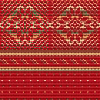 Seamless Pattern of Christmas Ugly Sweater, red background vector