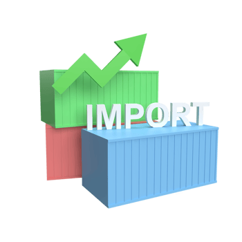 imports of goods rose 3d icon model cartoon style. render illustration png