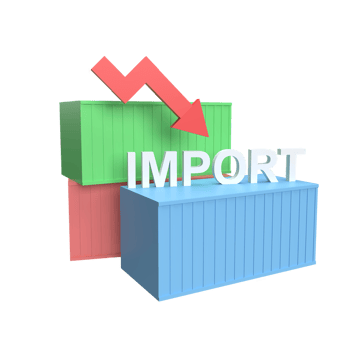 Import goods down 3d icon model cartoon style. render illustration png