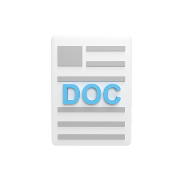 Doc file 3d icon model cartoon style concept. render illustration png