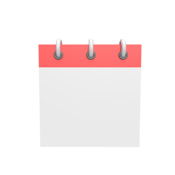 Blank calender template 3d icon model cartoon style concept. render illustration png