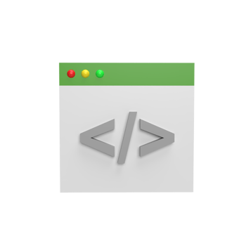 Web programming site 3d icon model cartoon style concept. render illustration png
