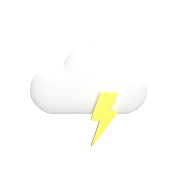 Lightning cloudy 3d icon model cartoon style concept. render illustration png