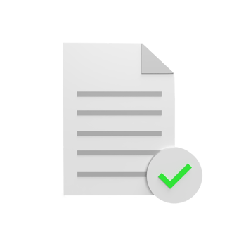 Document approved 3d icon model cartoon style concept. render illustration png