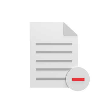 reduce document 3d icon model cartoon style concept. render illustration png