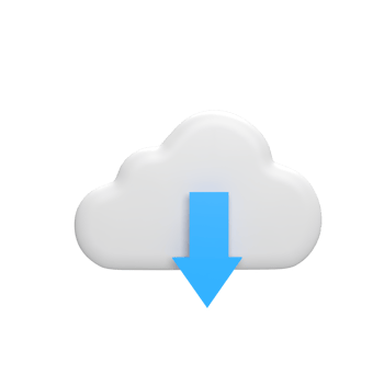 Cloud download 3d icon model cartoon style concept. render illustration png