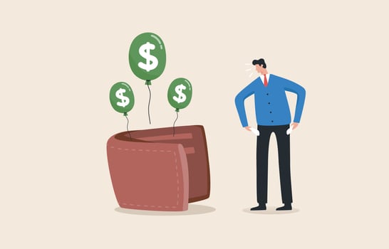 Financial problems, Debt, inflation, deflation, bad debt, household debt, unemployment due to the economic crisis. Young man or businessman with no money in pockets. vector