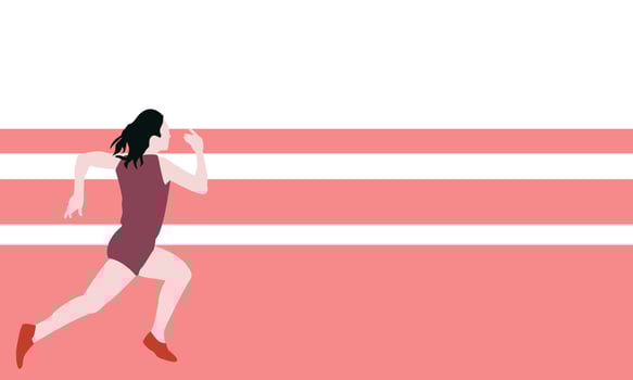 Flat illustration of running woman. Running day poster. vector