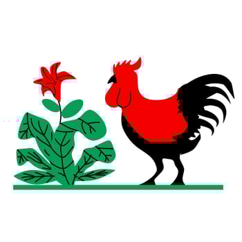 legendary chicken from asian traditional bowl Illustration vector