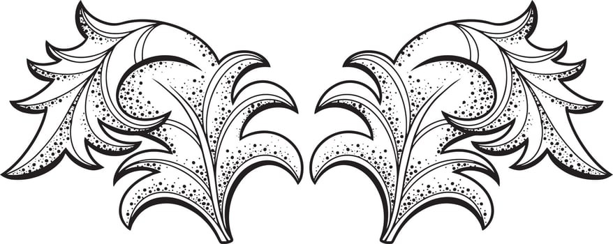 Vector illustration on a transparent background. Decorative leaves with texture. Design element