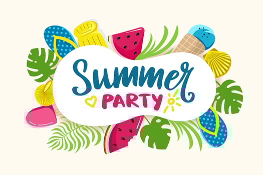 Summer background Inscription good summer day Website cap Vacation concept Colorful horizontal postcard Vector illustration in flat style