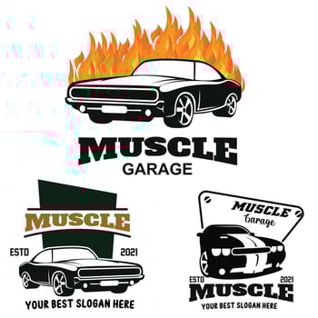 American Muscle Car Logo Vector.Vintage design, old style or classic car garage, shop, car restoration repair and racing, retro concept vector