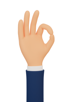 Cartoon hand showing an okay sign. 3d hand gesture okay. 3d illustration. 3d render. png