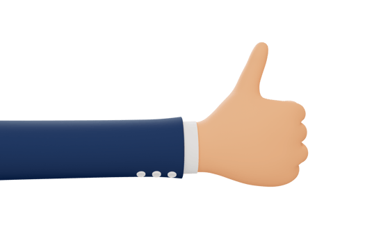 Cartoon Thumb up hand gesture. Like sign male hand. 3d illustration. 3d render. png