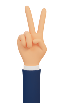 Victory gesture 3d cartoon hand. Two fingers show V sign. 3d illustration. 3d render. png