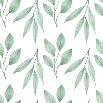 leaf floral nature watercolor seamless pattern vector