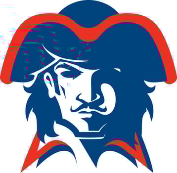 Pirate head mascot. Logotype of college sport team vector