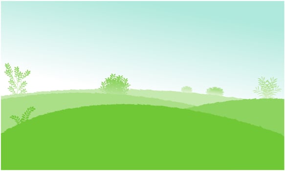 grassy hills with green grass and bush vector