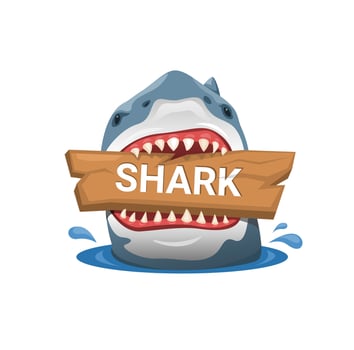 Shark fish with sign board mascot character illustration vector