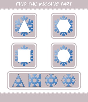 Match cartoon snowflake parts. Matching game. Educational game for pre shool years kids and toddlers vector