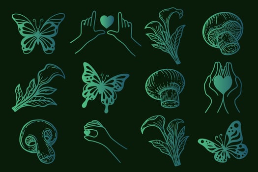 Set collection mystical celestial clipart symbol Line Art doodle esoteric elements vintage illustration vector