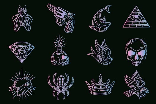 Set collection mystical celestial clipart symbol Line Art doodle esoteric elements vintage illustration vector