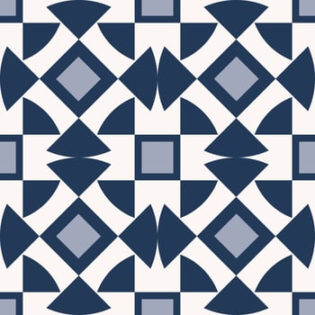 Square-triangle geometric shape seamless pattern background. Contemporary blue color design. Use for home interior decoration elements. vector